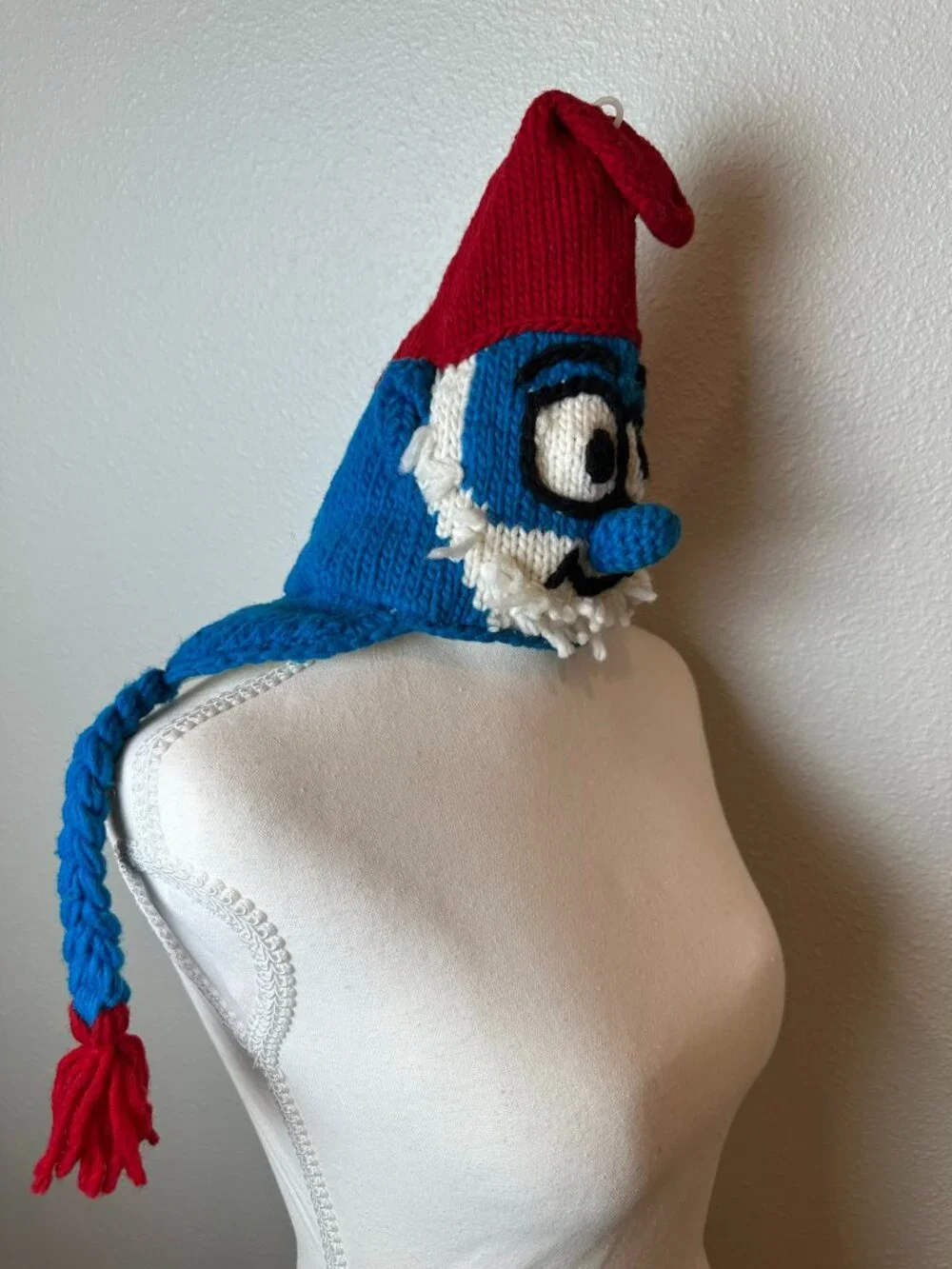 Adorable Artisan Papa Smurf Beanie with Earflaps & Beard!
